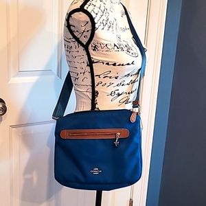 Coach blue crossbody canvas bag